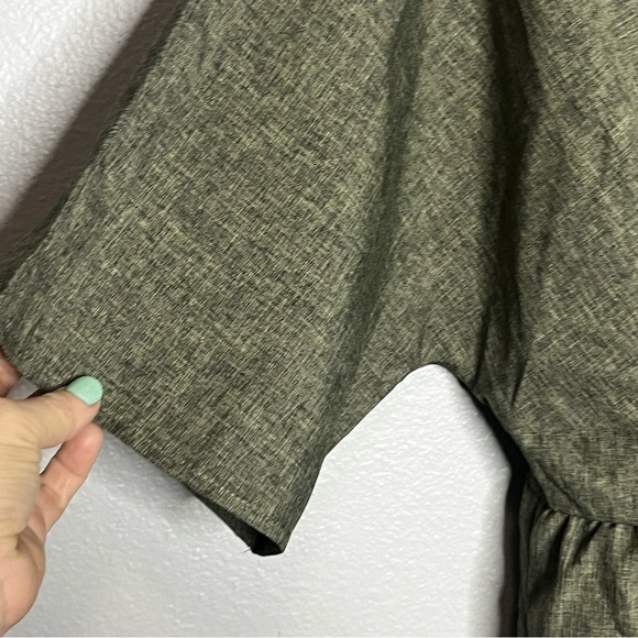 Bloom Chic Jumpsuit Short Dolan Sleeve V Neck Women 10 Green Wide Leg Smocked - Picture 5 of 12